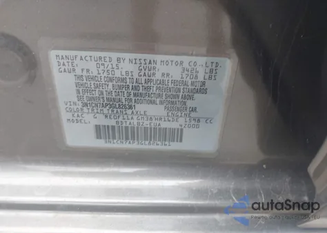 2016 Nissan Versa 1.6 Sv из США, поврежденный, VIN 3N1CN7AP3GL826361